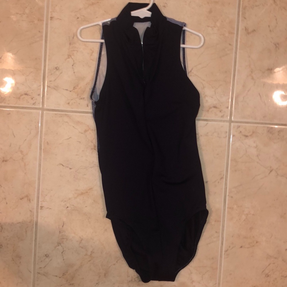 Ainsliewear Navy New York Zip Front Leotard